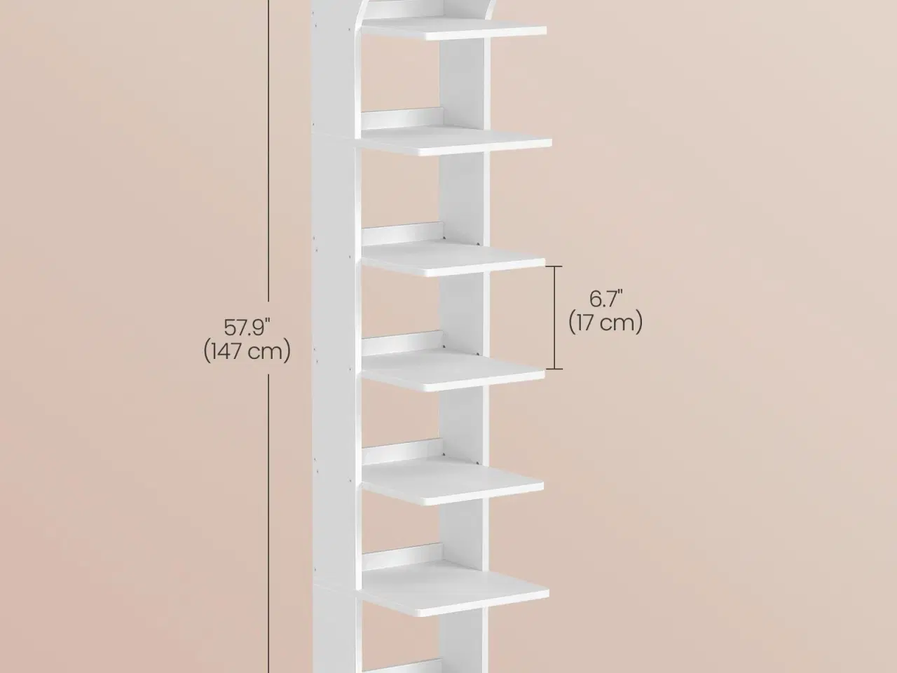 Billede 7 - Smal skoreol med 9 hylder – mat hvid, pladsbesparende skoopbevaring til entré og små rum