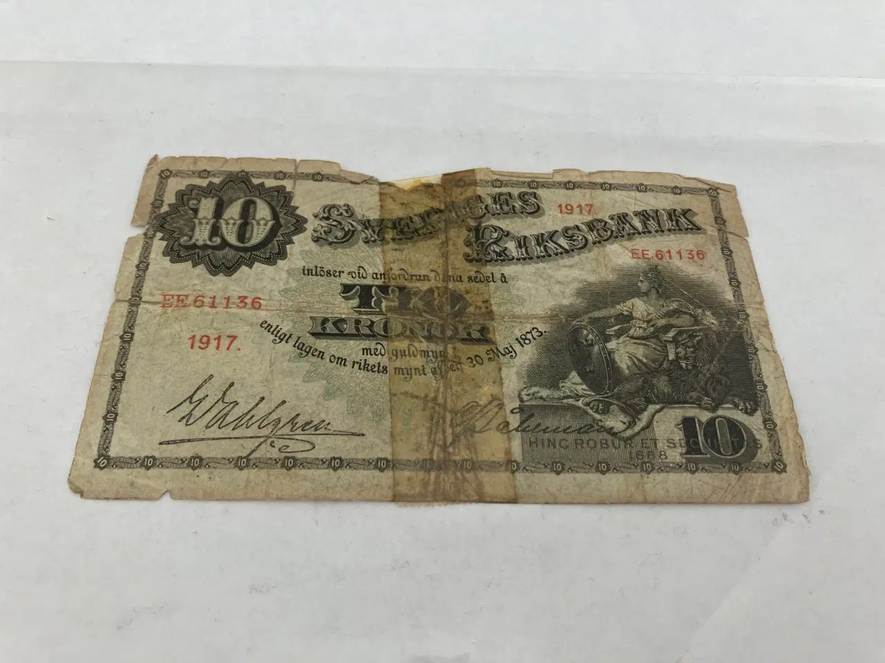 Billede 1 - 10 Kronor 1917 Sweden - Very bad condition