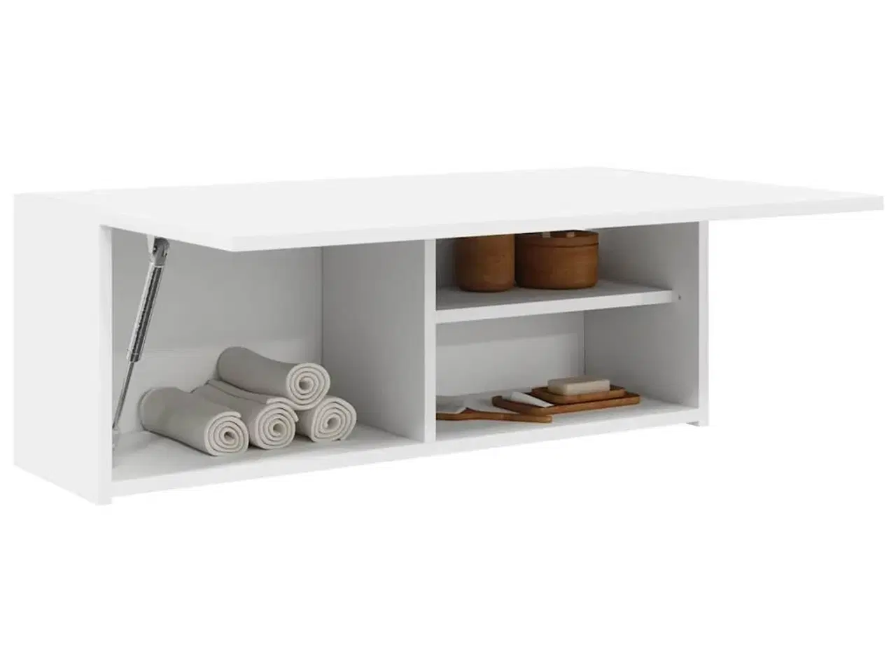 Billede 1 - Væghængt badeværelsesskab 80x25x30 cm konstrueret træ hvid
