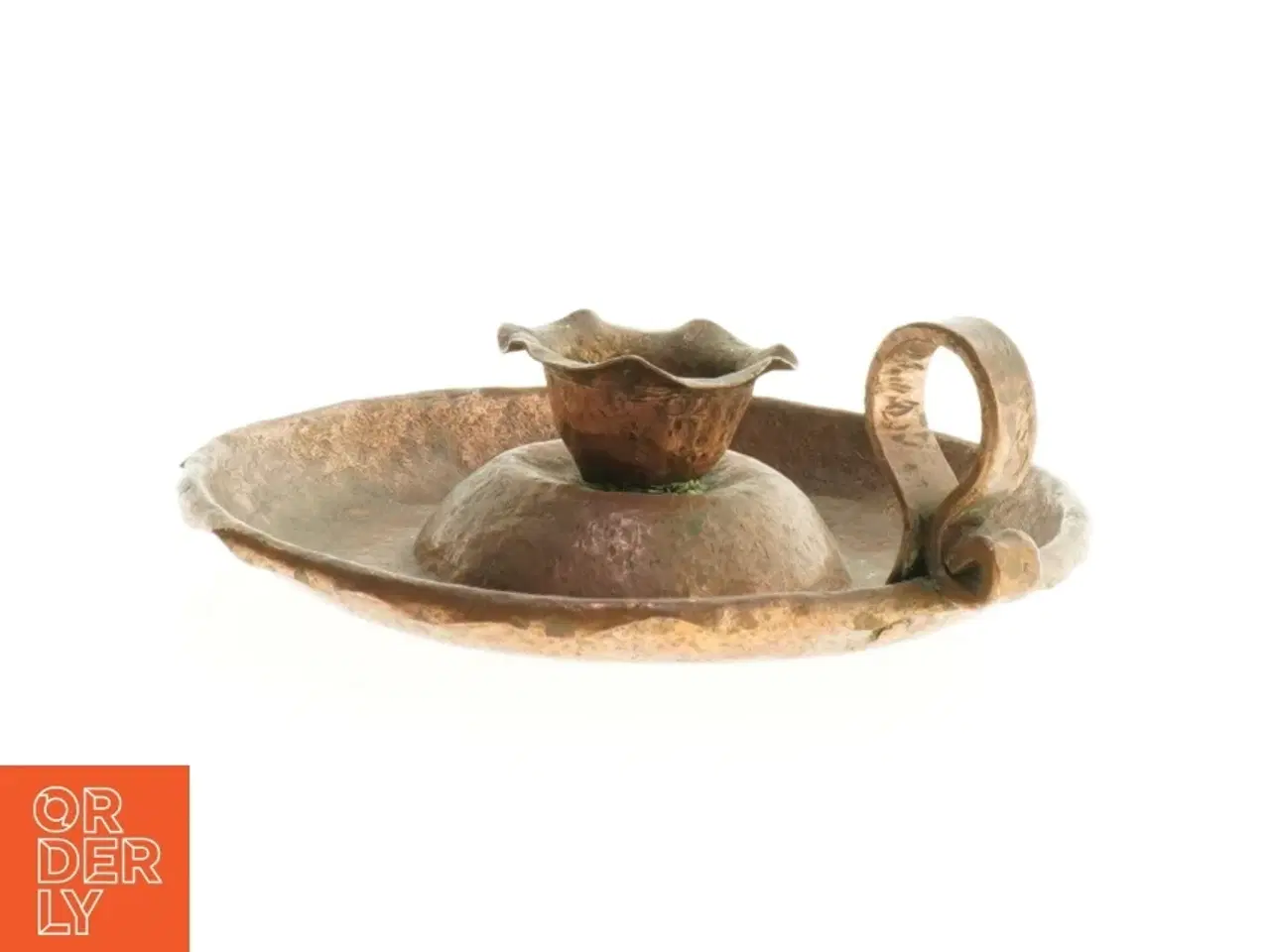 Billede 1 - Gammel kobberlysestage (str. 14 cm)