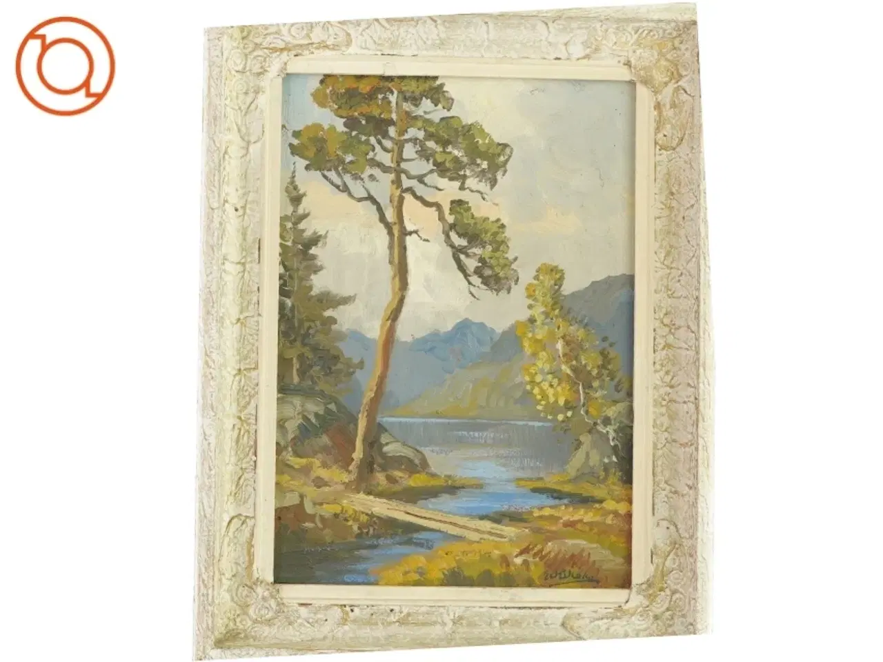 Billede 1 - Billede i hvid dekoreret ramme (44x34 cm)