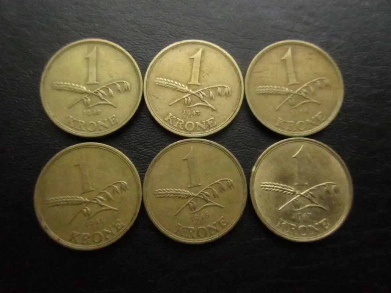 Billede 1 - 1 kr 1942-1947 Chr. X komplet sæt 6 stk