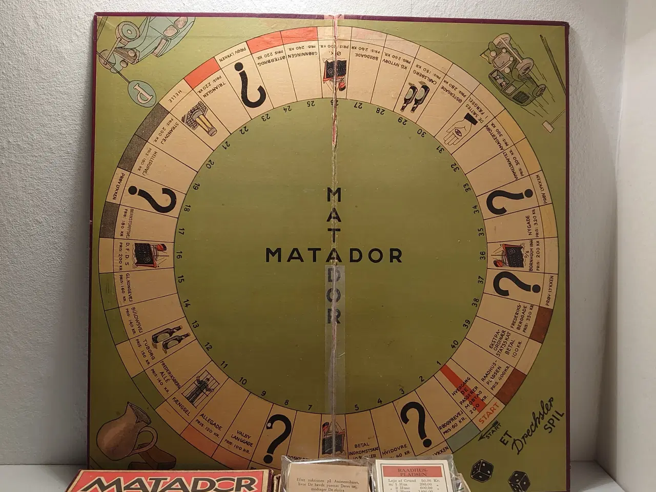 Billede 4 - Komplet matadorspil fra før 1948 med metalbiler.