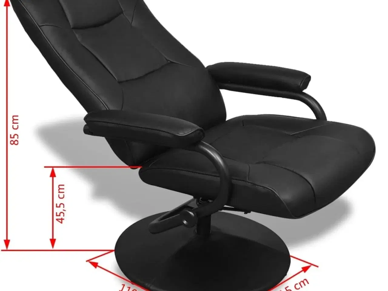 Billede 8 - Tv-stol med fodskammel sort kunstlæder