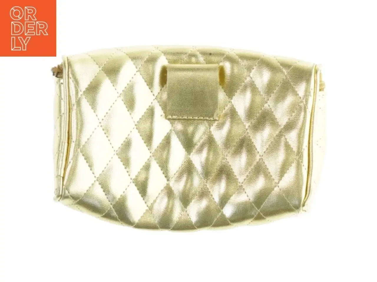 Billede 5 - Quiltet skuldertaske i gyldent materiale (str. 18x10 cm)