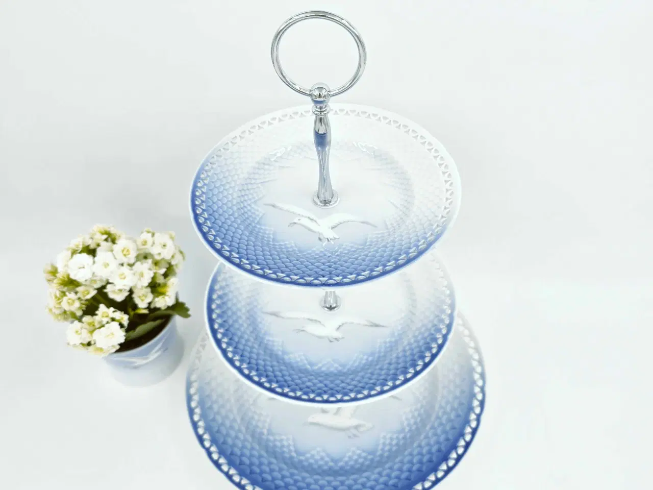 Billede 2 - Mågestel 3 etagers opsats uden guldkant Porcelæn 