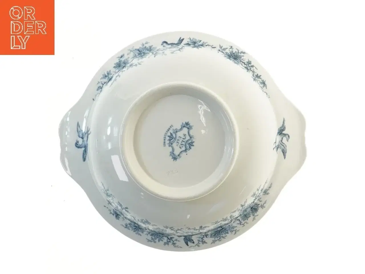 Billede 3 - Antikt porcelænsfad med blåt mønster (str. Ø 25,5 cm)
