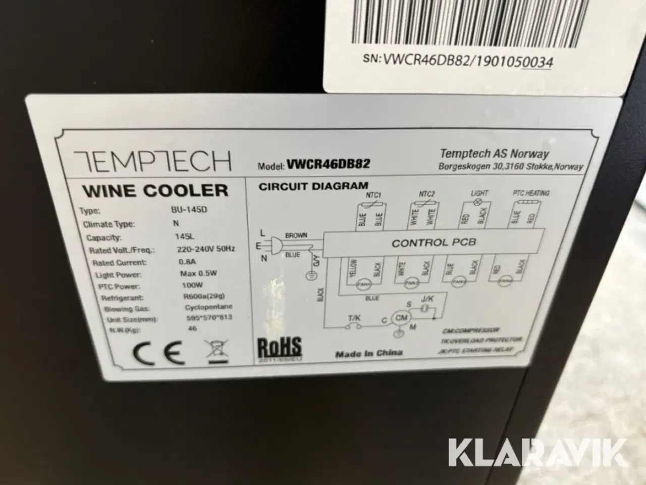 Billede 12 - Vinkøleskab Temptech VWCR46DB82