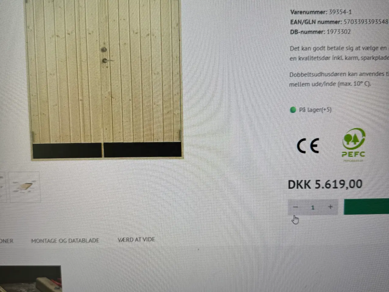 Billede 2 - Doblet udehus dør