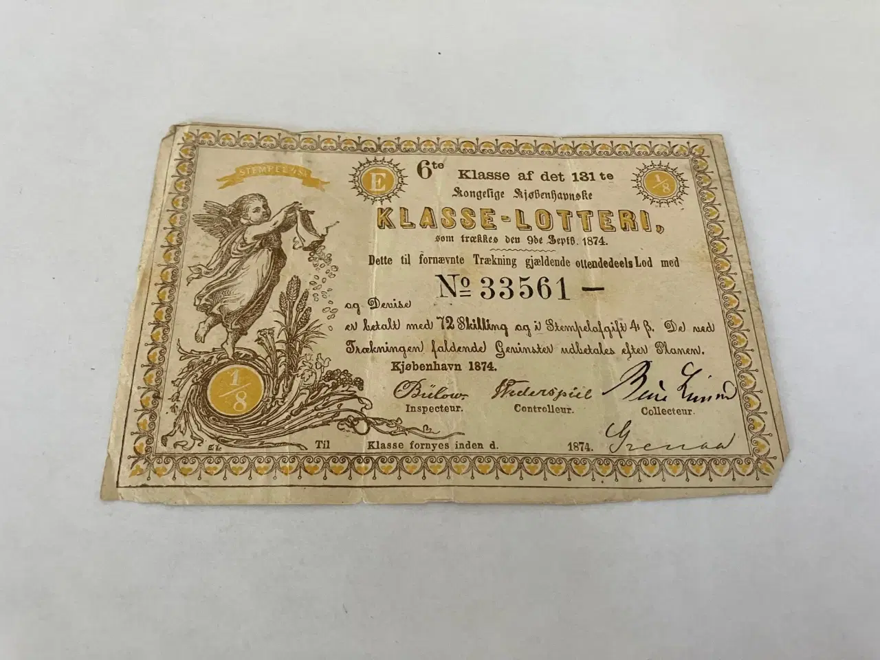Billede 1 - Klasse-lotteri 1874