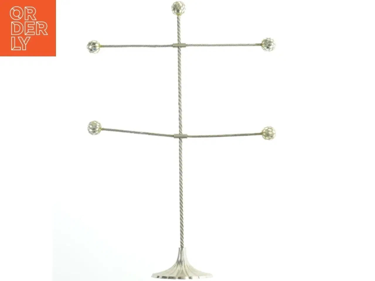 Billede 2 - Messinglysestage med glaskugler (str. 52x36x11,5 cm)