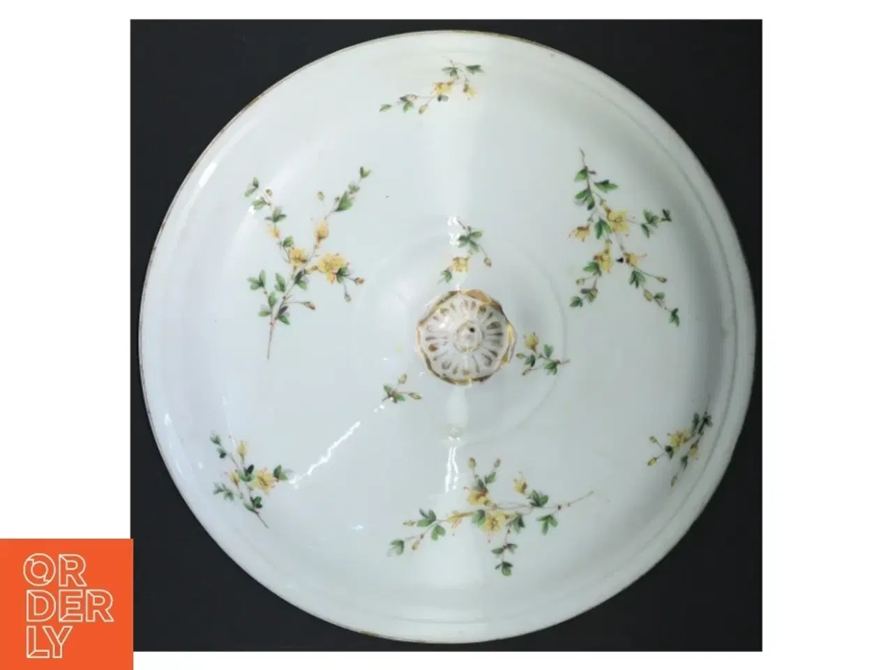 Billede 2 - Porcelænslåg med blomstermotiv (str. Ø 28 cm)