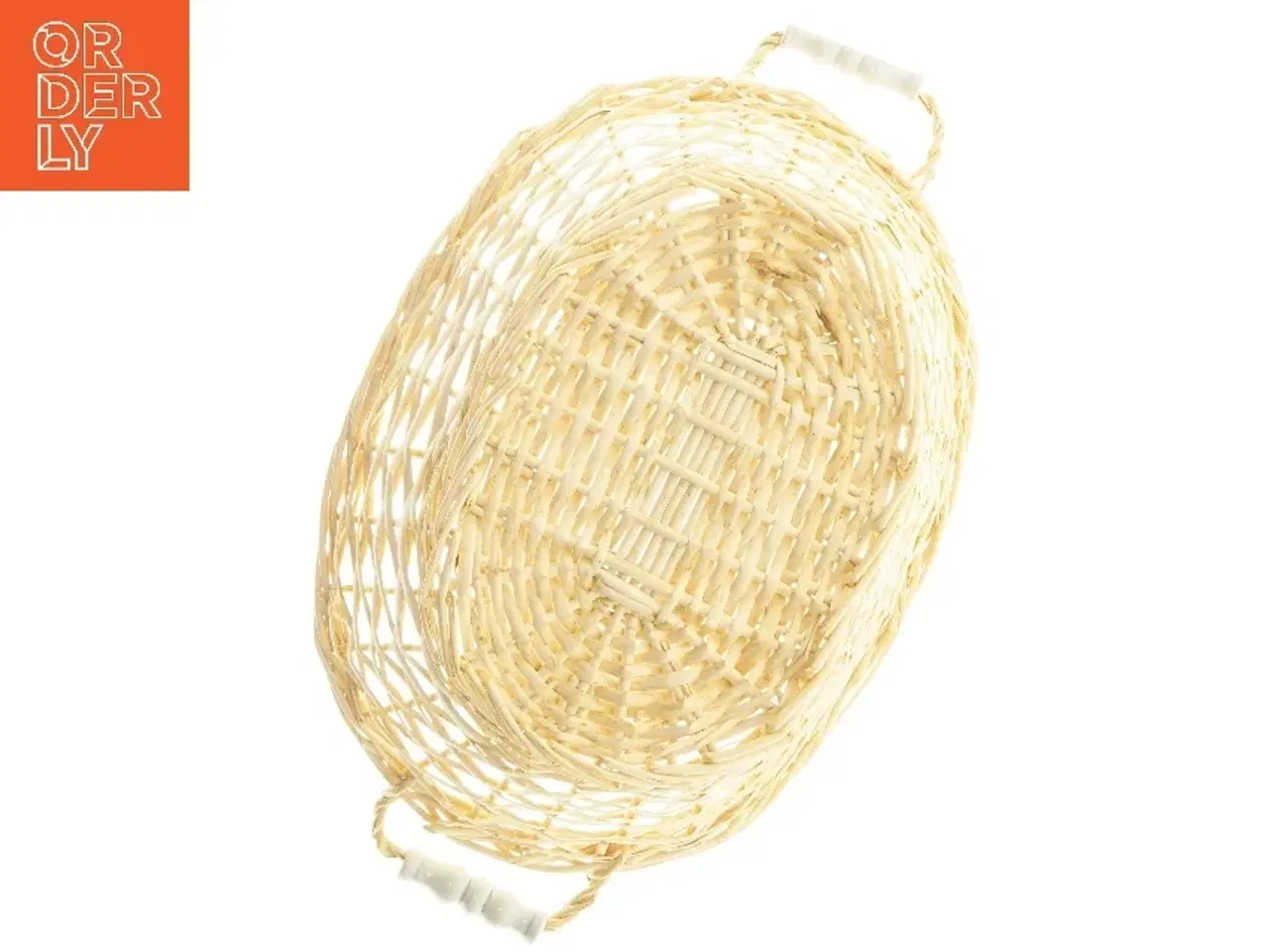 Billede 3 - Flettet kurv med porcelænshåndtag (str. 10x28x45 cm)