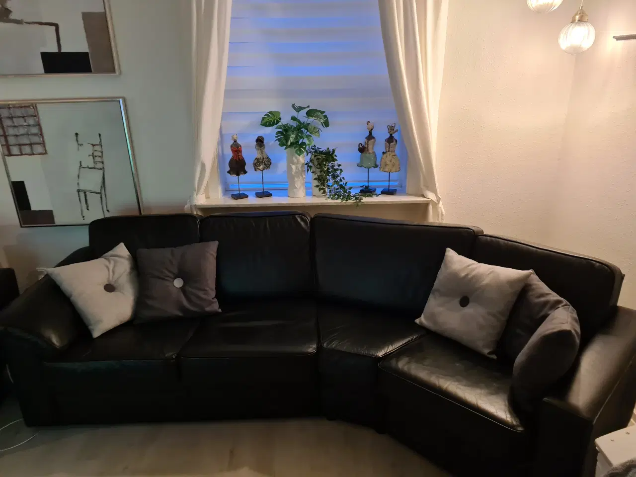 Billede 1 - Sofa, lænestol og fodskammel i ægte læder