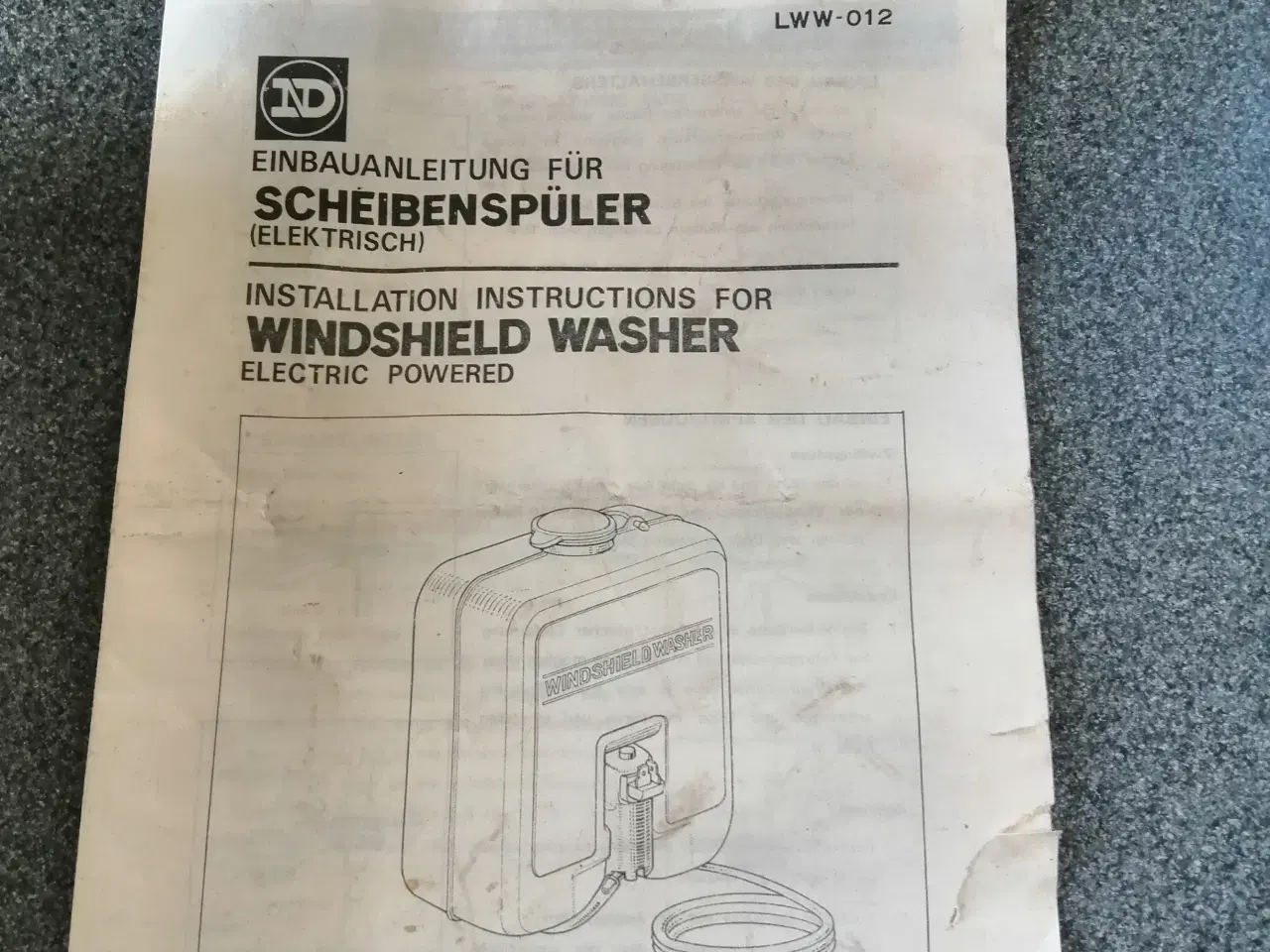 Billede 5 - ELEKTRISK FORRUDEVASKER BEHOLDER