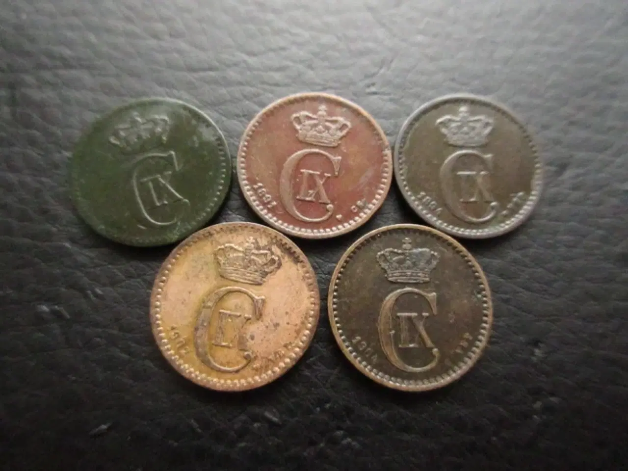 Billede 1 - 1 øre 1875, 1891, 1894, 1902, 1904 Chr. IX