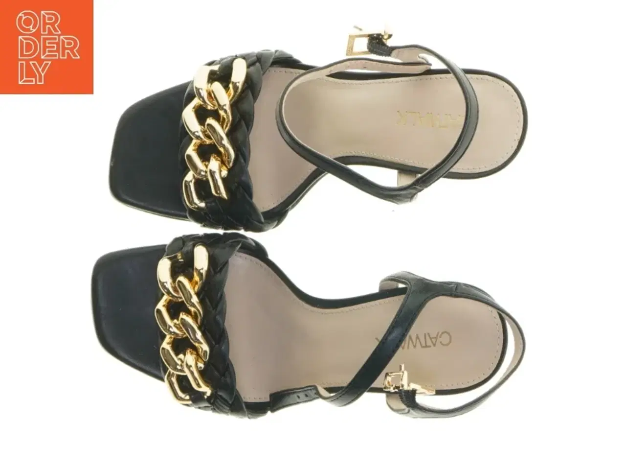 Billede 6 - Sort højhælet sandal med guld kæde detalje fra Catwalk (str. 38 )
