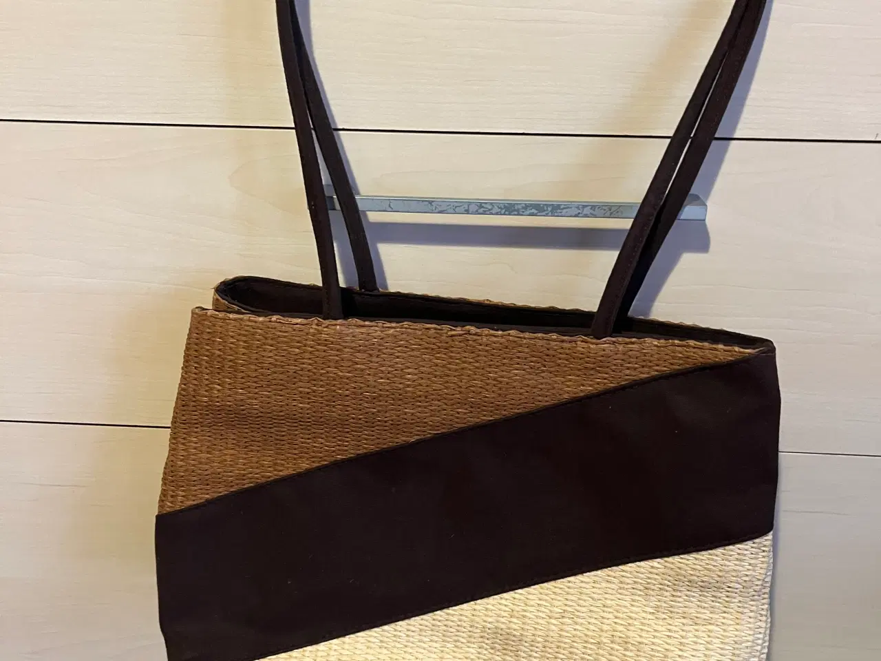 Billede 3 - Pancani skyldertaske i kanvas og strå