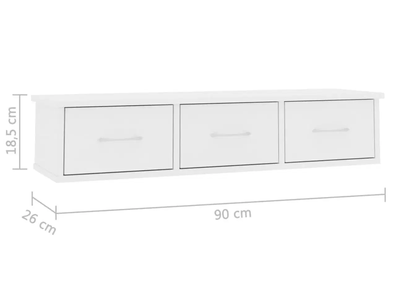 Billede 7 - Vægskab med skuffer 88x26x18,5 cm konstrueret træ hvid