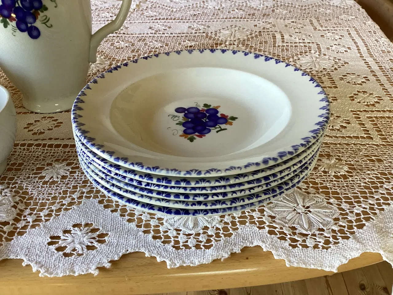 Billede 8 - 6stk vintage dybe tallerkner blå drue 