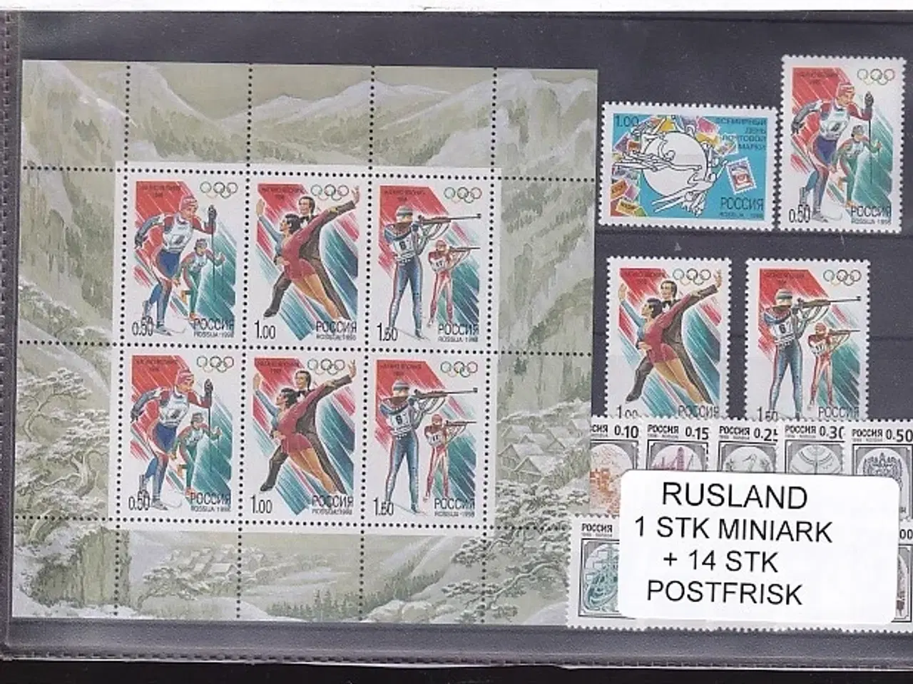 Billede 1 - Rusland, 1 Stk. Miniark + 14 Stk. OL - Postfrisk