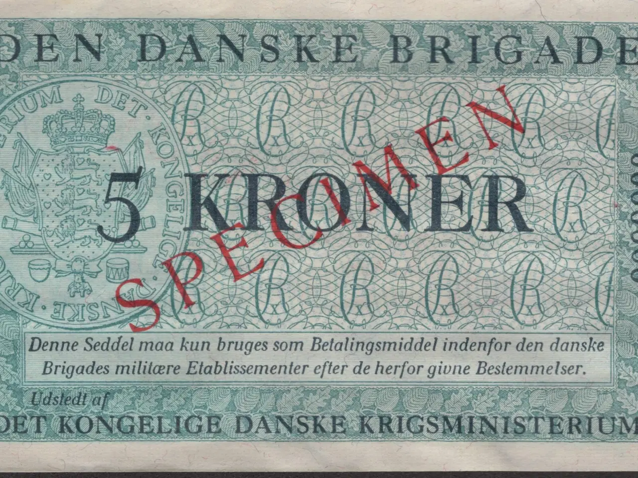 Billede 1 - 5 Kr Den Danske Brigade "Specimen"