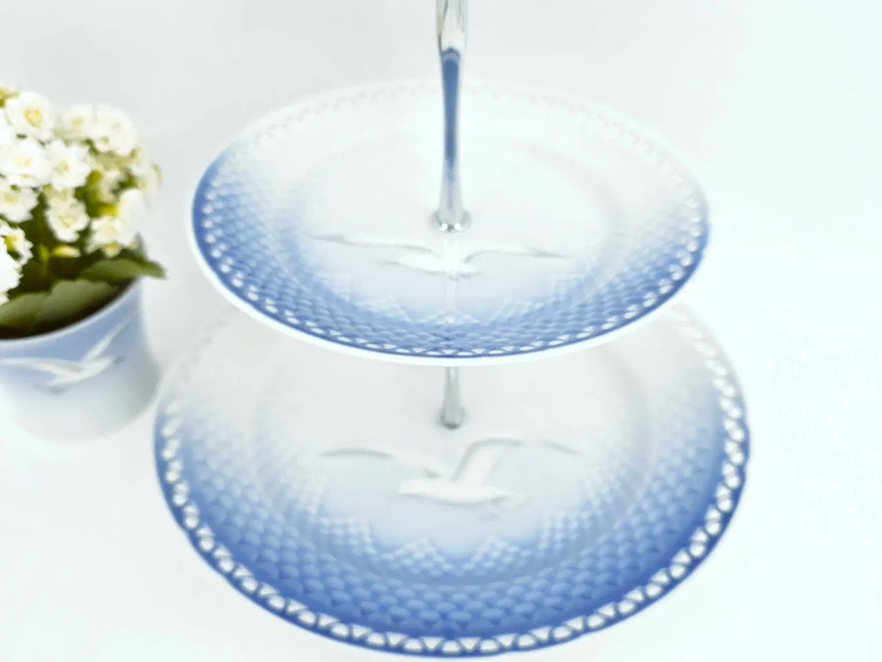 Billede 4 - Mågestel 3 etagers opsats uden guldkant Porcelæn 