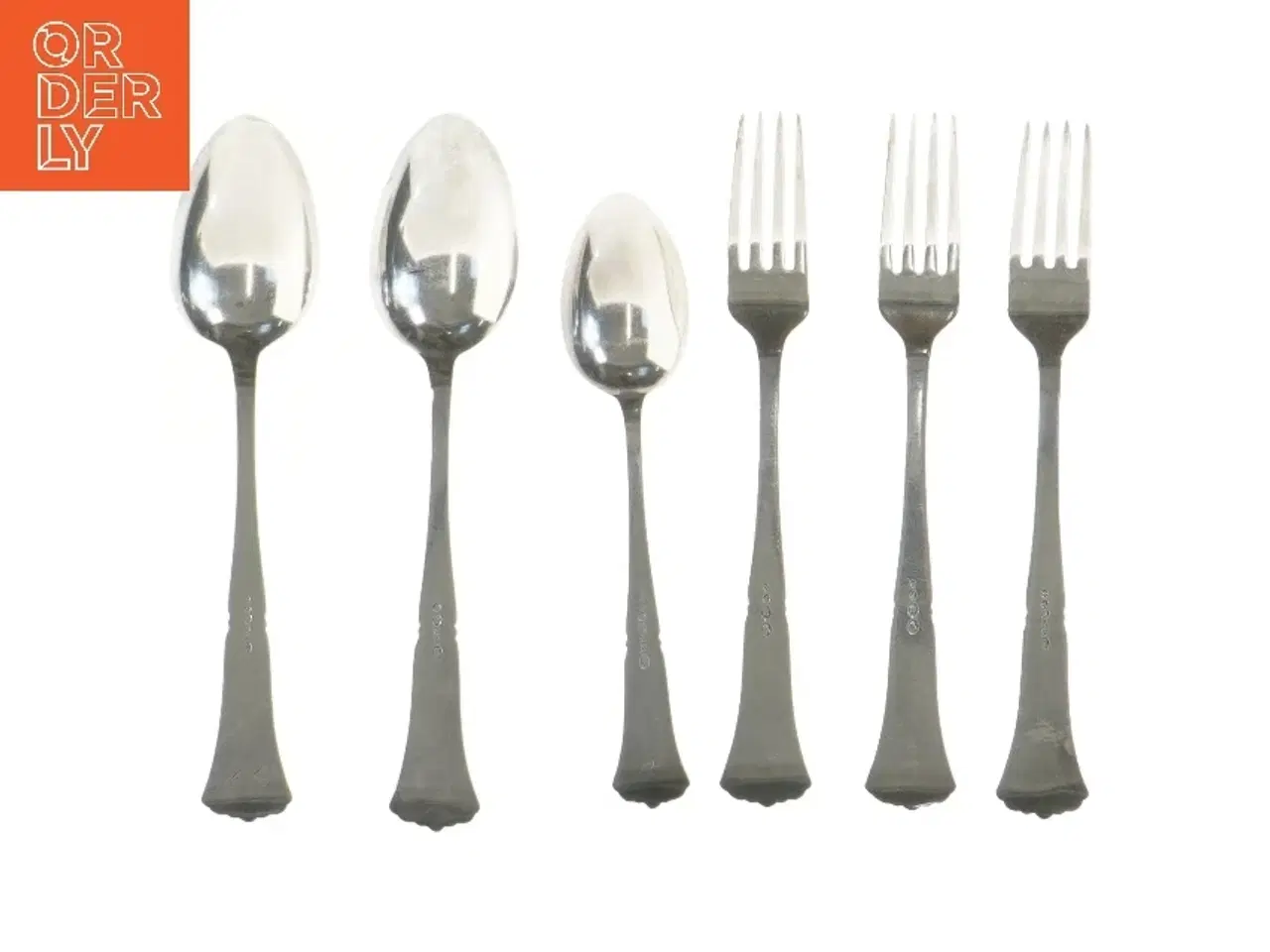 Billede 2 - Sæt med gaffel og ske i sølv (str. 21,5 cm)