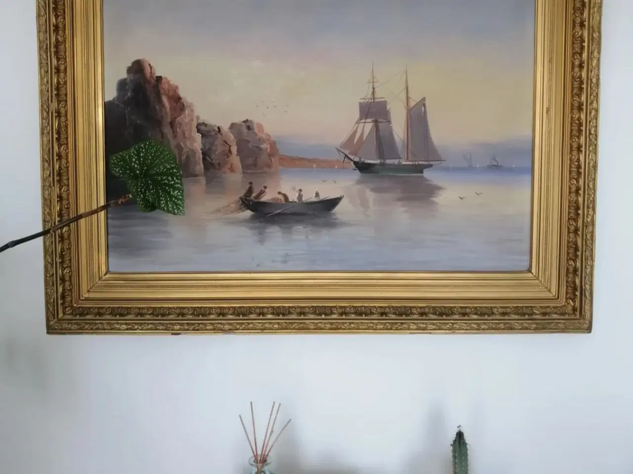 Billede 3 - Stort og elegant vintage-maleri med smuk, detaljer