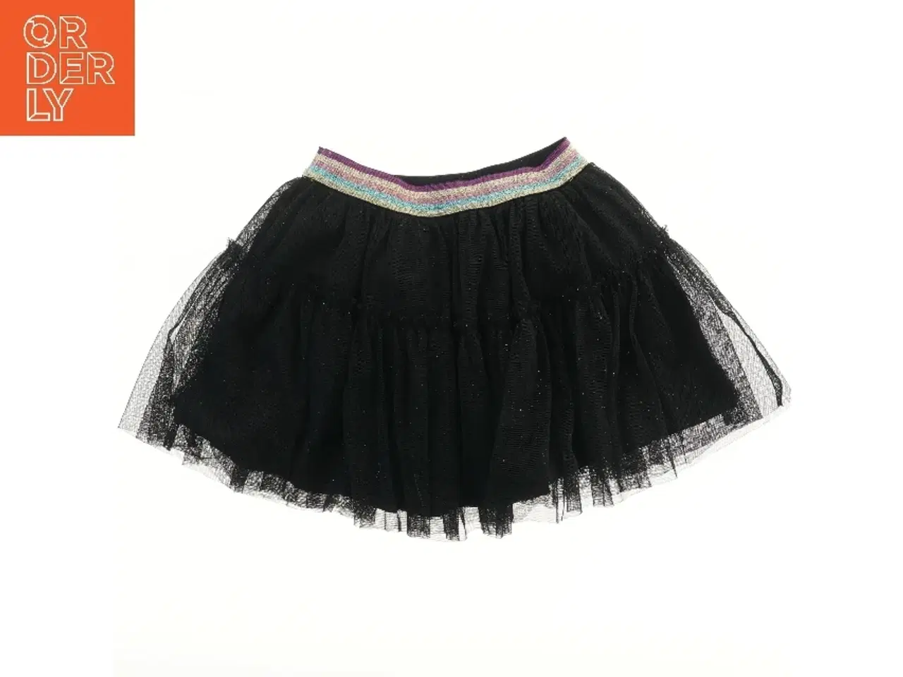 Billede 2 - Sort tyl nederdel med regnbuefarvet elastik fra M&S (str. 110)