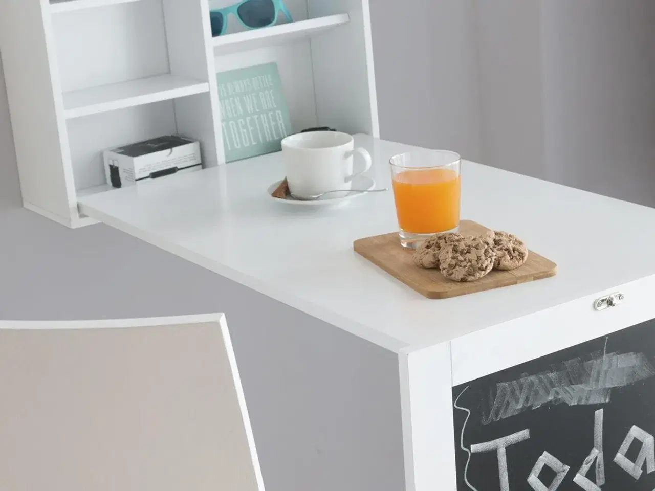 Billede 3 - Vægmonteret klapbord Woldy fra - hvid skrivebordsløsning