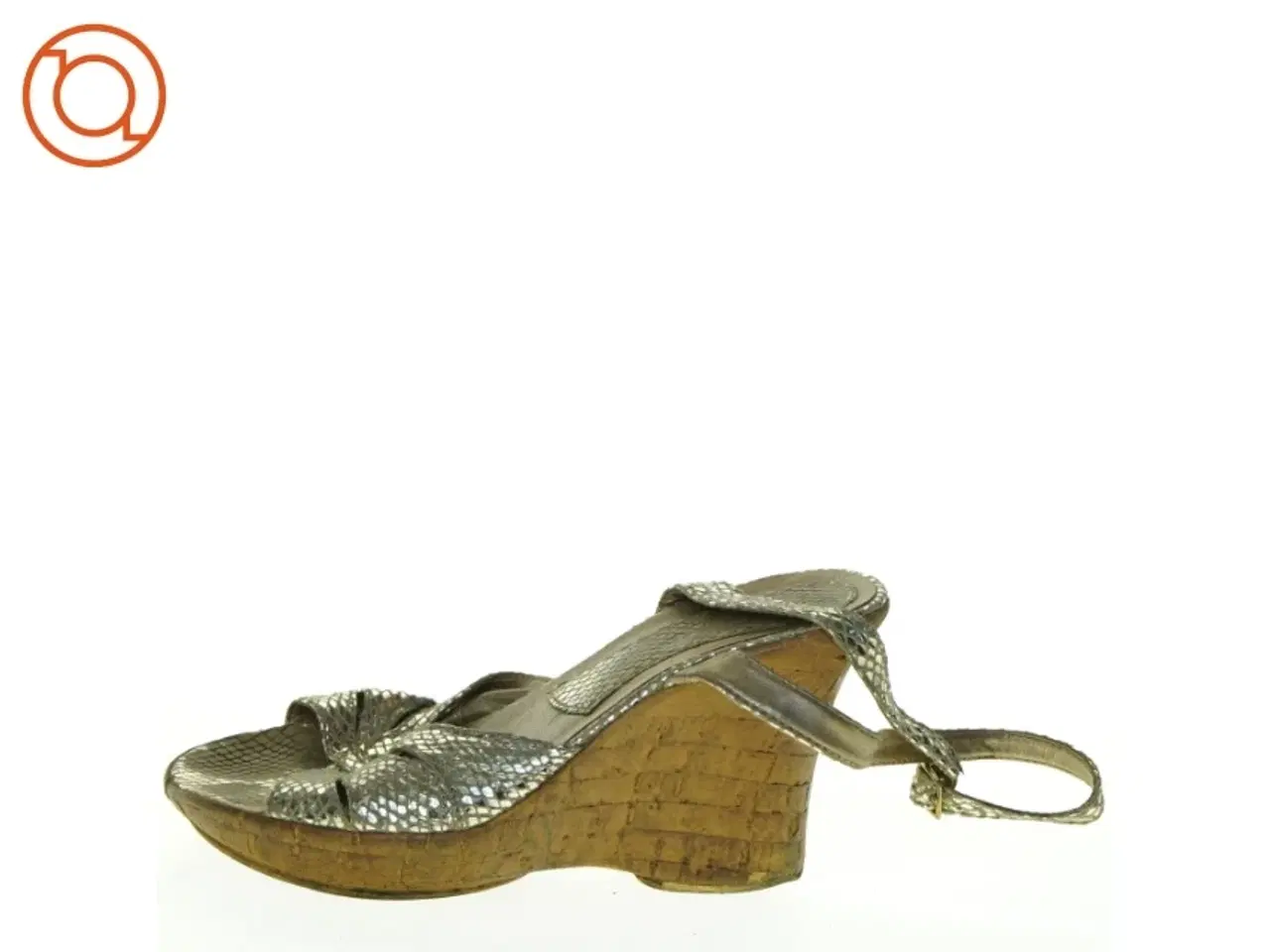 Billede 1 - Guld sandaler med slangeskindslook (str. 37)