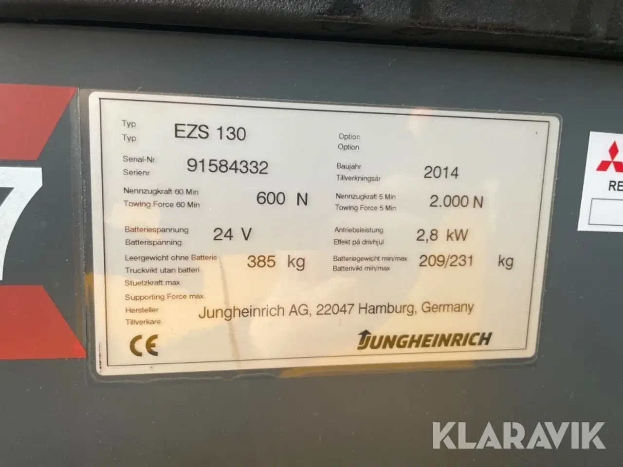 Billede 6 - El Trækker Jungheinrich EZS 130