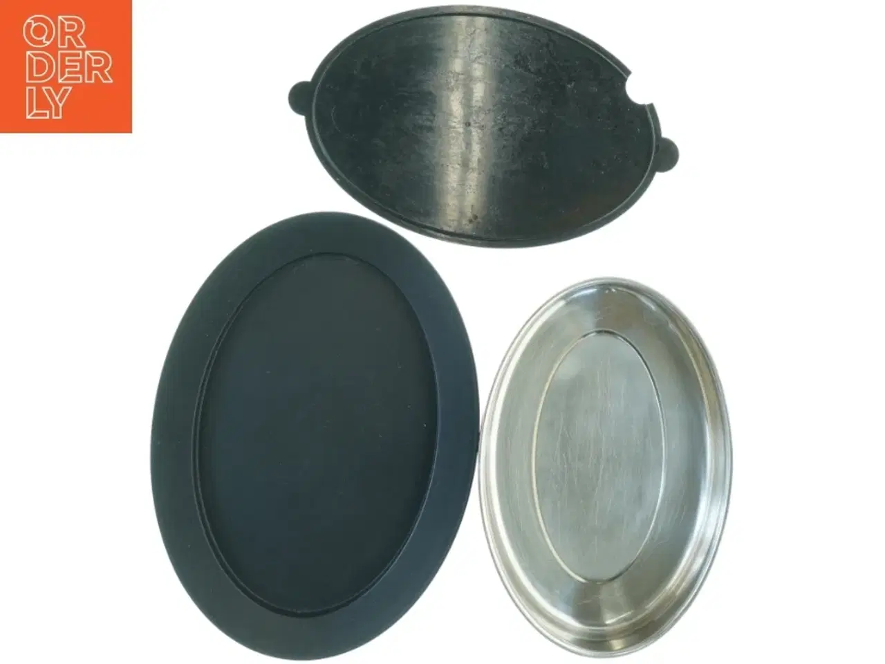 Billede 2 - Ovalt metalbakke sæt (str. 37 x 27 cm)