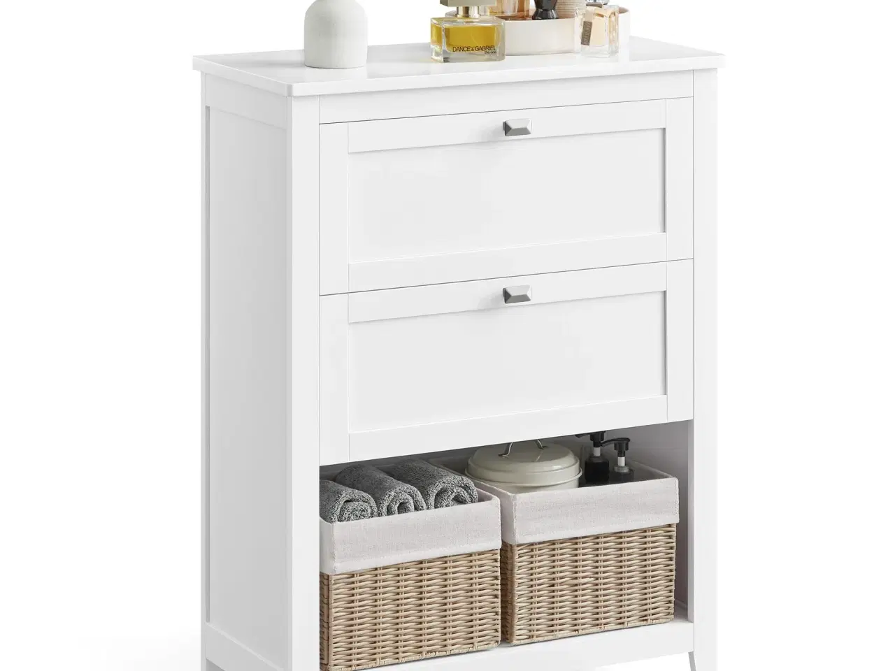 Billede 2 - Badeværelsesskab – VASAGLE, 2 skuffer, justerbare skillevægge og 2 kurve, 30 × 60 × 80 cm, Cloud White