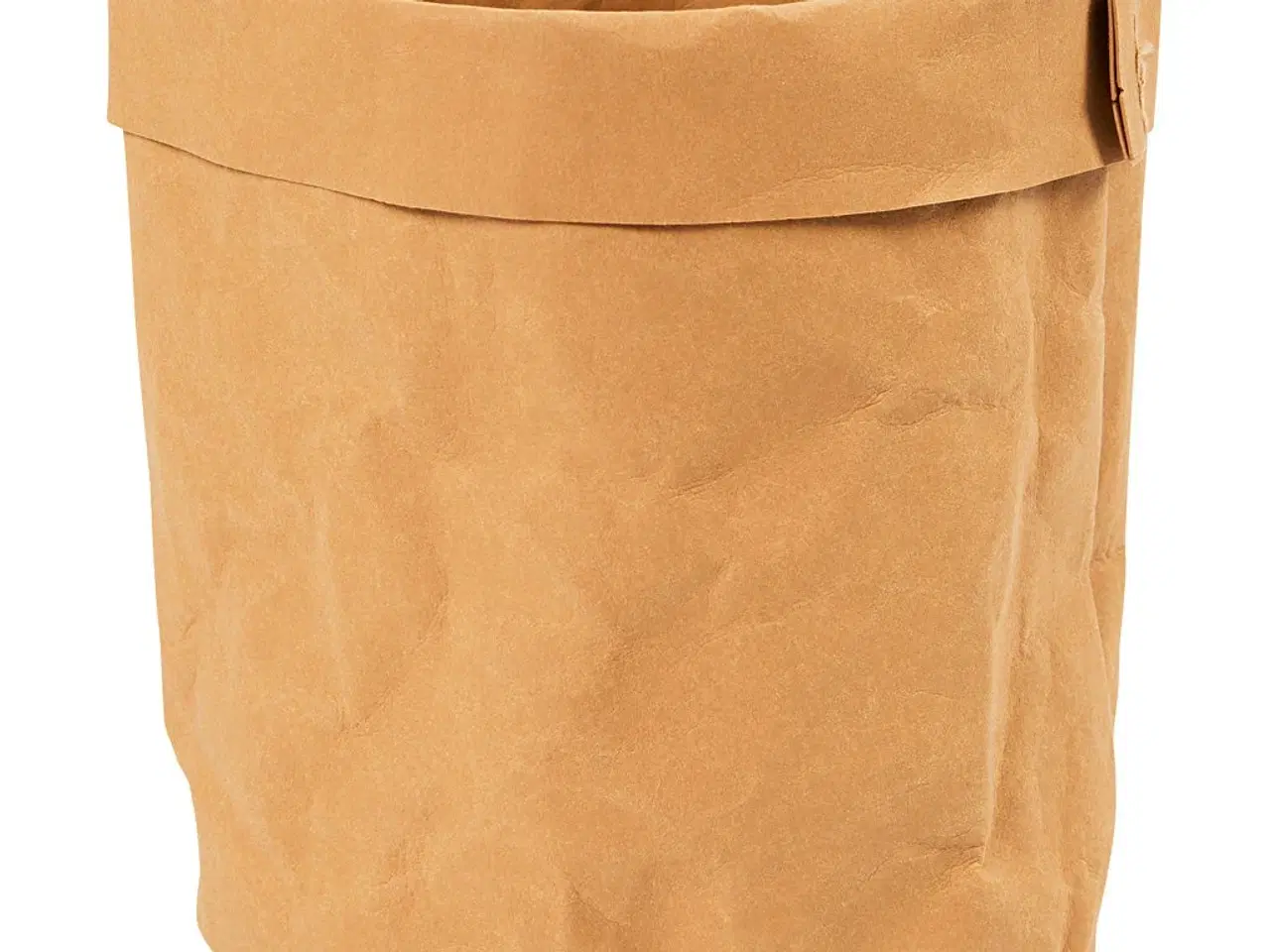 Billede 1 - Rund opbevaringspose i lys brun - 12x11 cm