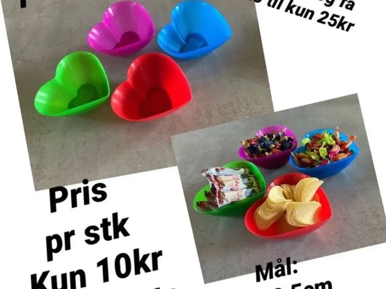 Billede 1 - Nye plastik hjerte skåle