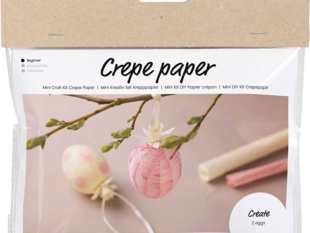 Billede 1 - Mini DIY Kit Crepepapir, Æg, lys pink, lys gul, 1 pk.