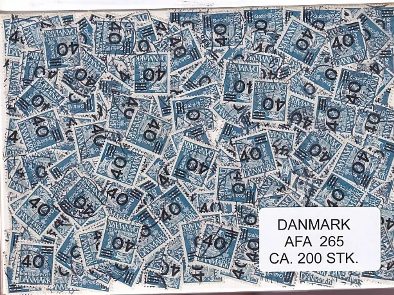 Billede 1 - Danmark 200 stk Afa nr.265 Stemplet/ustemplet