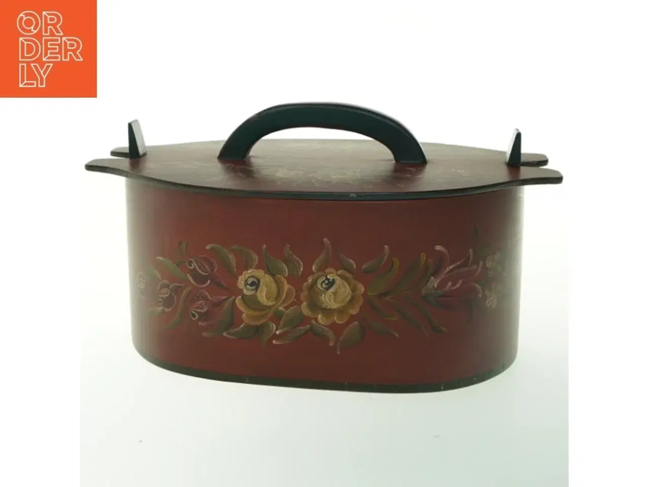 Billede 1 - Håndmalet træ æske  ( tejne ) med låg (str. 31,5x22x14,5 cm)