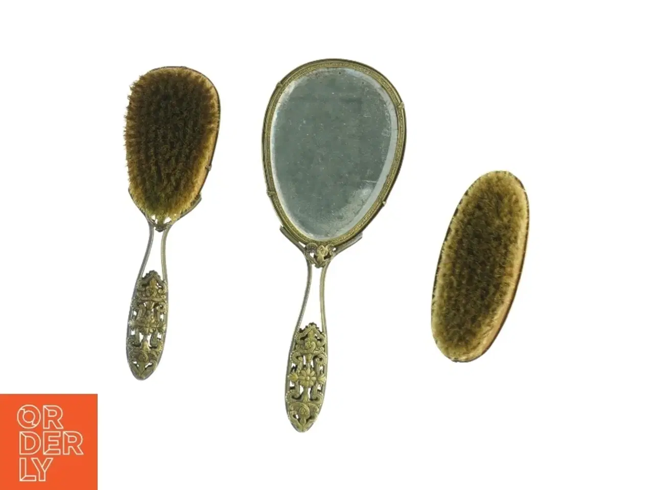 Billede 1 - Antikke børster og spejl sæt (str. 28 x, 11 cm og 24 x 7 cm og 14 x 6 cm)
