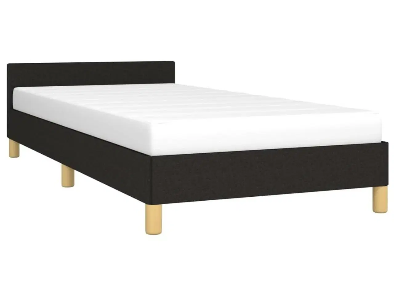 Billede 3 - Sengeramme med hovedgærde uden madras Sort 90x200 cm Stof