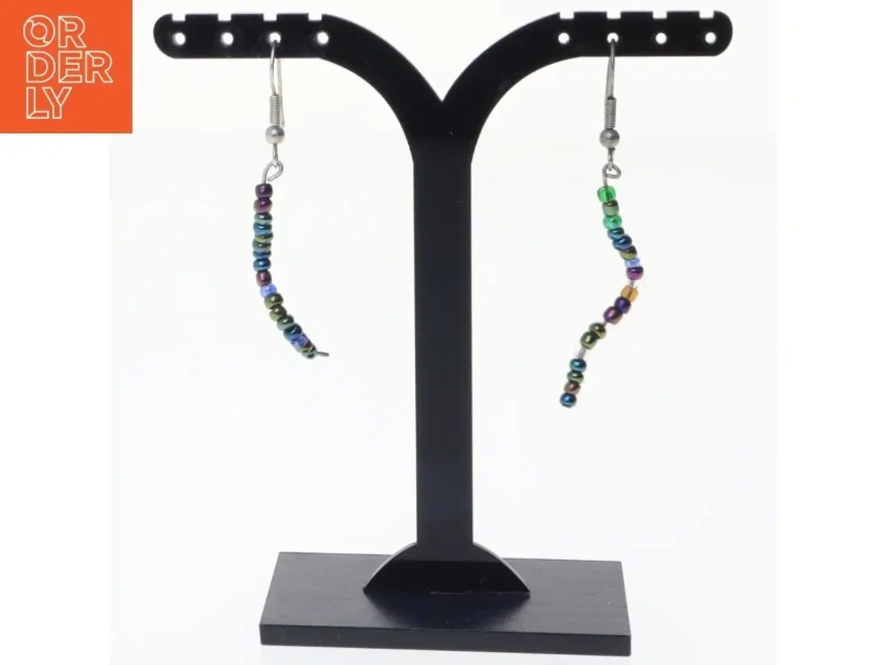 Billede 1 - Farverige glasperleøreringe (str. 5 cm)