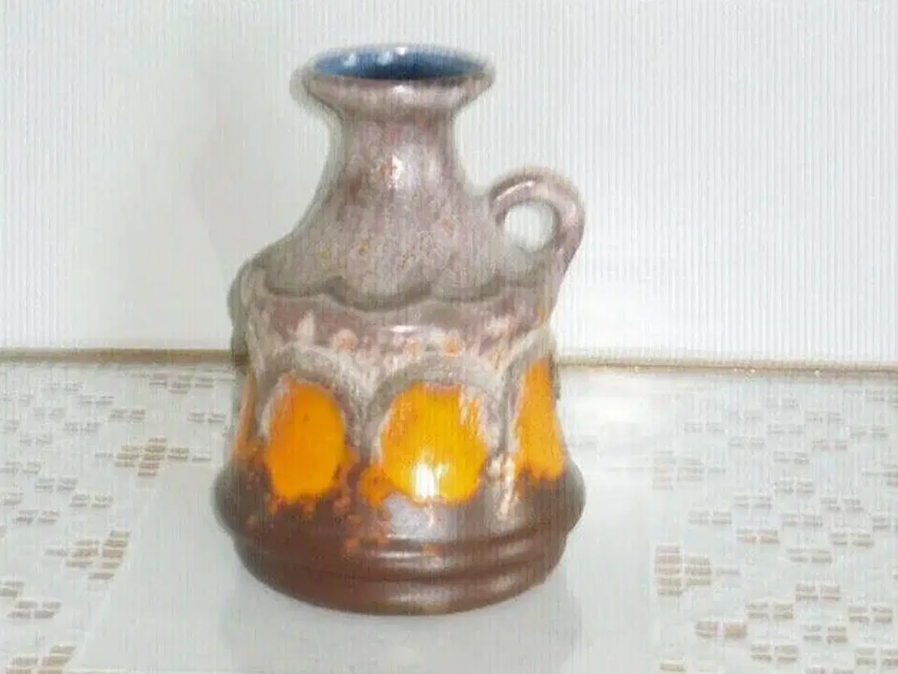 Billede 1 - SKØN RETRO Vase i brun og orange.