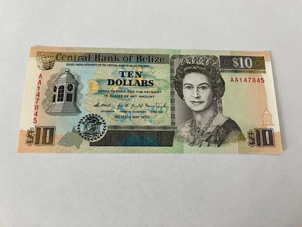 Billede 1 - 10 Dollars Belize 1990