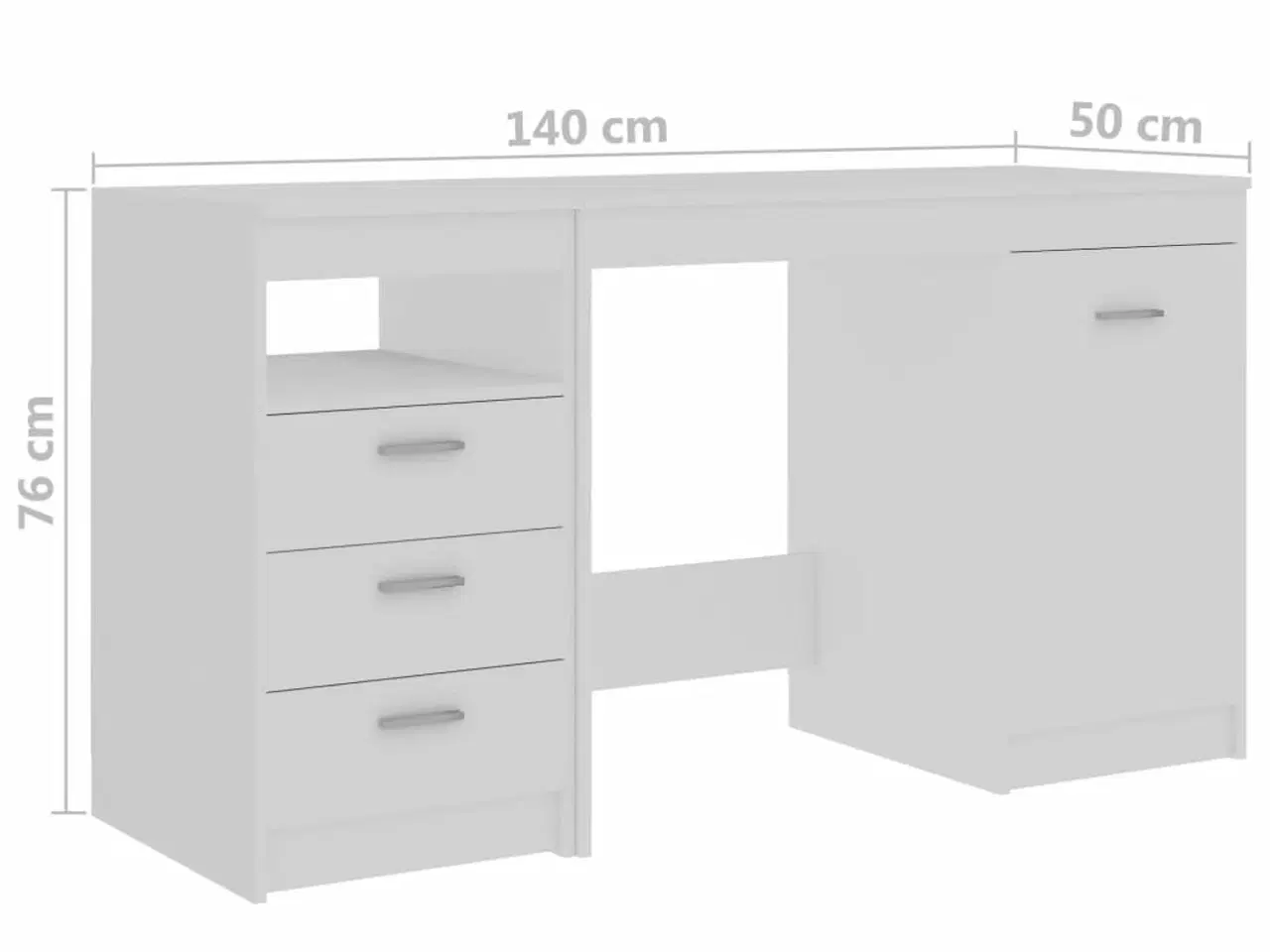 Billede 10 - Skrivebord hvid 140x50x76 cm konstrueret træ
