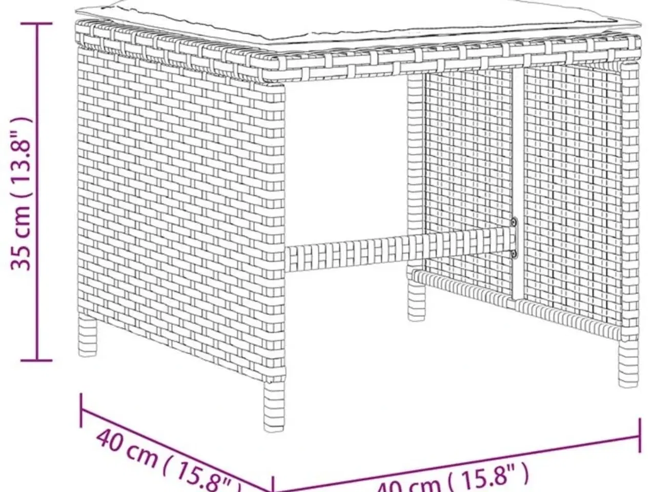 Billede 11 - Haveskammel med hynder 4 stk. 40x40x35 cm polyrattan sort