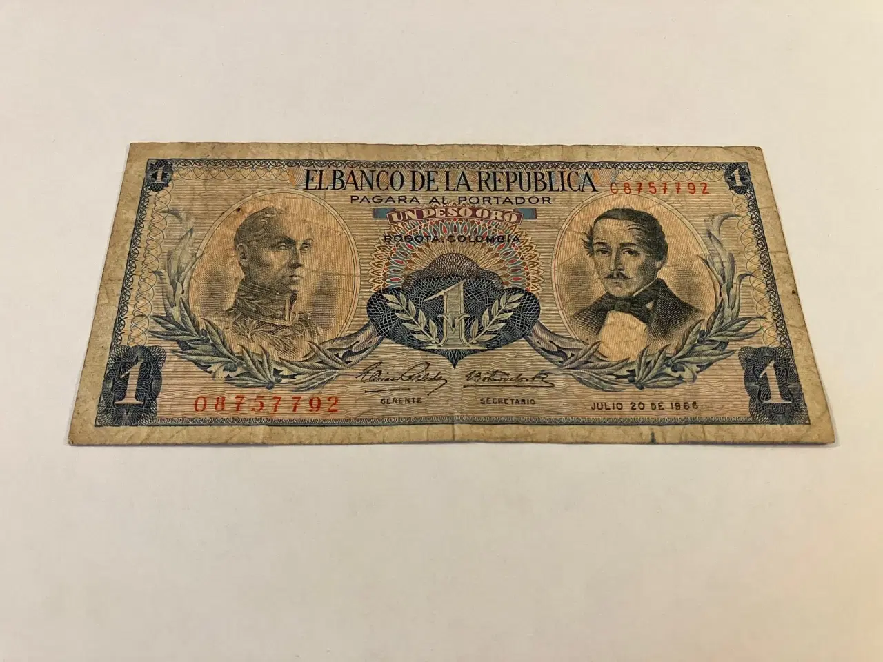 Billede 1 - Un Peso Oro 1966 - El Banco De La Republica