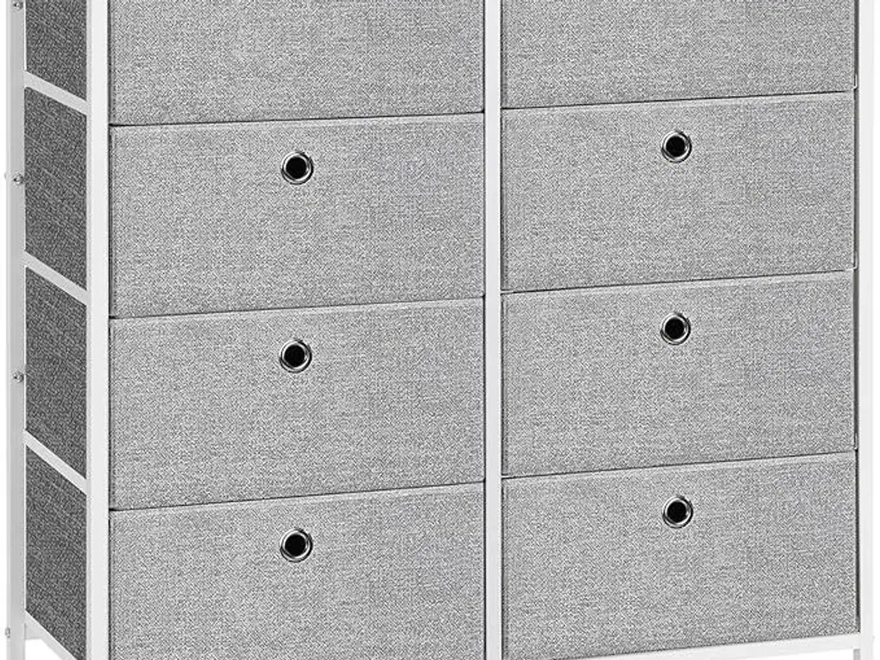 Billede 1 - Kommode med 8 stofskuffer lys grå/hvid