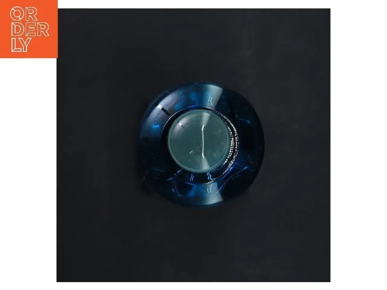 Billede 2 - Blå klukflaske med prop holmegaard (str. 26x9 cm) til snaps